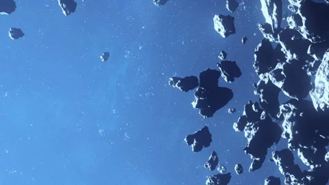Asteroids floating in space creating a scene of dynamic movement Stock Footage 344408532