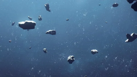 Asteroids floating in space during a clear moment in time Stock Footage 344878643