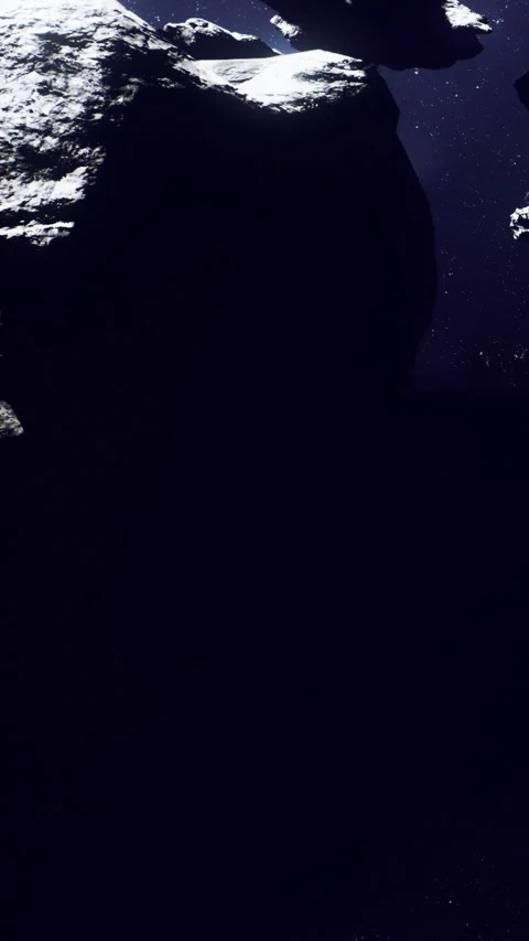 Asteroids floating in space surrounded by dark matter at night Stock Footage 334419634