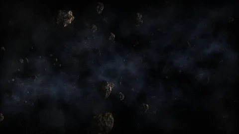 Asteroids fly in space against the background of stars Stock Footage 124434251