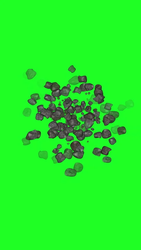 Asteroids Flying On Green Screen vertical video Stock Footage 314023873