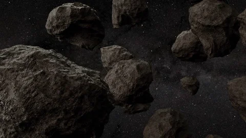 Asteroids flying in outer space Stock Footage 156411188