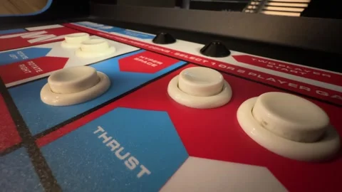 Asteroids Game - Retro - Thrust Button - Iowa City, IA - May 11, 2024 Vídeo Stock 275092998
