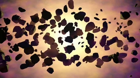 Asteroids infront of Star. Subsurface scattering effect. Stock Footage 87998099