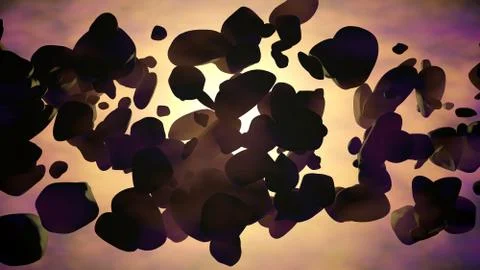 Asteroids infront of Star. Subsurface scattering effect. Stock Illustration