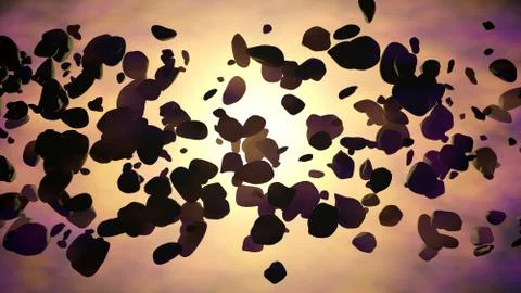 Asteroids infront of Star. Subsurface scattering effect Stock Illustration