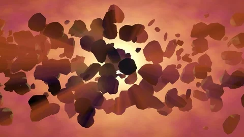 Asteroids infront of Star. Volumetric light rays Stock Footage 87998238