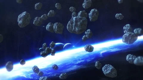 Asteroids near the planet. Stock-Footage 168567413