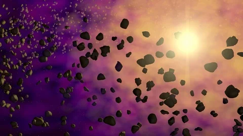 Asteroids orbit star . Close view Stock Footage 87809614