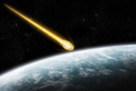 Asteroids over planet earth Stock Illustration