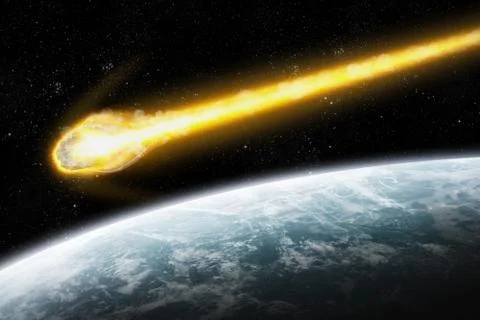 Asteroids over planet earth 스톡 일러스트