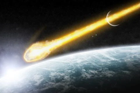 Asteroids over planet earth Stock Illustration