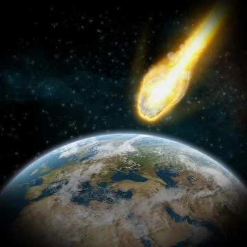 Asteroids over planet earth Stock Illustration