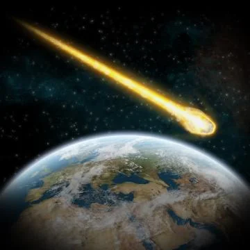 Asteroids over planet earth Stock Illustration