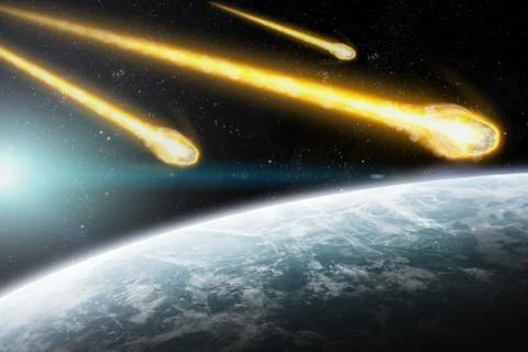 Asteroids over planet earth Illustrazione stock
