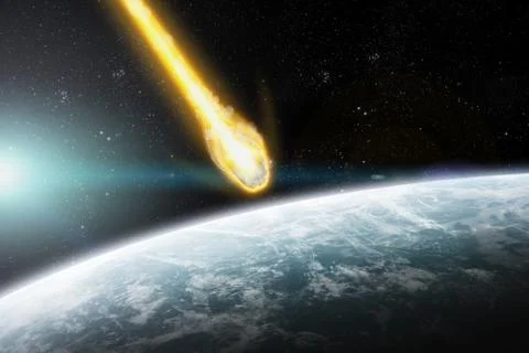 Asteroids over planet earth Stock Illustration
