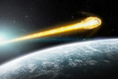 Asteroids over planet earth Stock Illustration