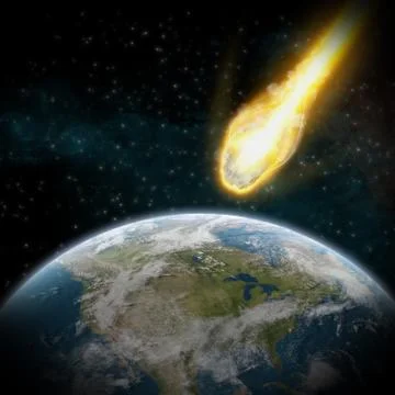 Asteroids over planet earth Stock Illustration