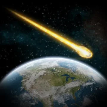 Asteroids over planet earth Stock Illustration