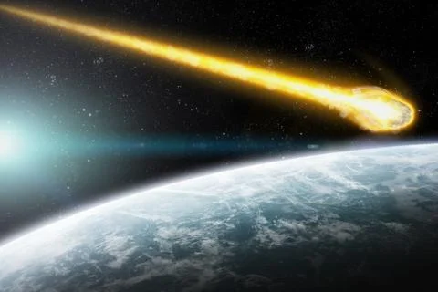 Asteroids over planet earth Stock Illustration