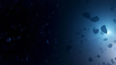 Asteroids in the space. 3D render of orbital elements. Stock Illustration