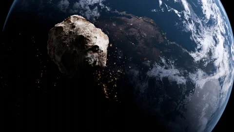 Asteroids in Space. Elements of this image furnished by NASA, 3D illustration Stock Footage 306827605