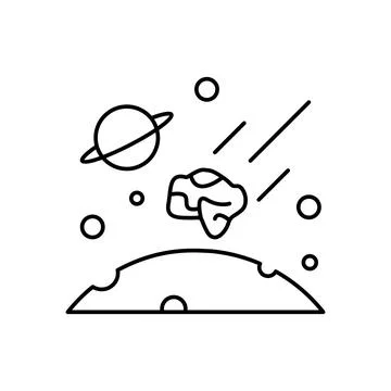 Asteroids in space, moon icon. Simple line, outline vector elements of Stock Illustration