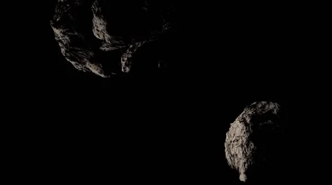 Asteroids in space with rotation Stock Footage 59531152