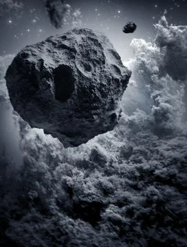 Asteroids in Space,3D illustration Stock Illustration