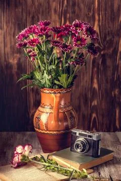 Asters in vase Foto stock