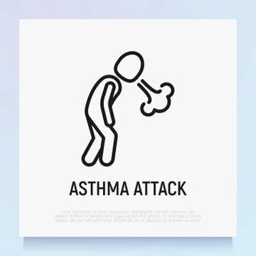 Asthma attack thin line icon. Shortness breathing. Stock Illustration
