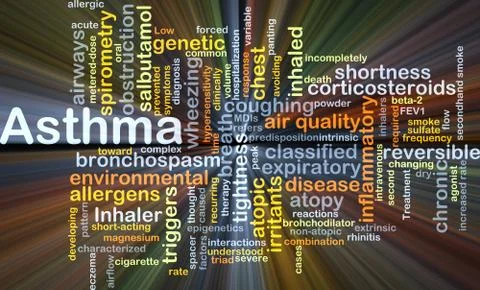 Asthma background concept glowing Stock Illustration