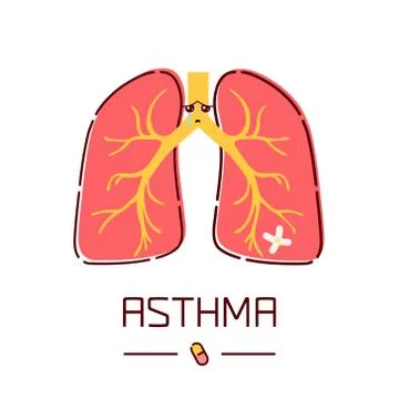 Asthma cartoon poster Stock Illustration