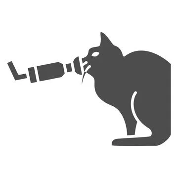 Asthma in cats solid icon, Diseases of pets concept, Pet allergy sign on white イラスト素材