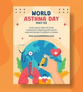 Asthma Day Vertical Poster Flat Cartoon Hand Drawn Templates Background Ill.. Stock Illustration