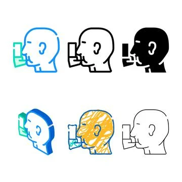Asthma health problem color multipack icon vector Illustrazione stock