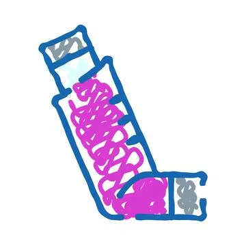 Asthma inhaler doodle representing breathing and respiratory health Stock Illustration