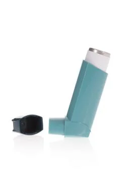 Asthma inhaler isolated on a white background. Stock Photos