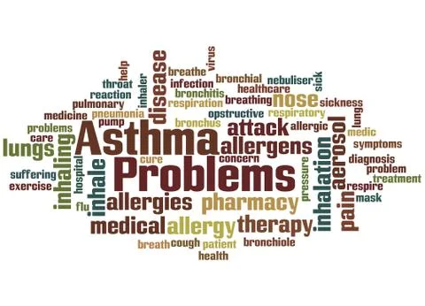 Asthma problems, word cloud concept Stock Illustration