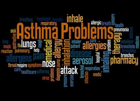 Asthma problems, word cloud concept Stock Illustration