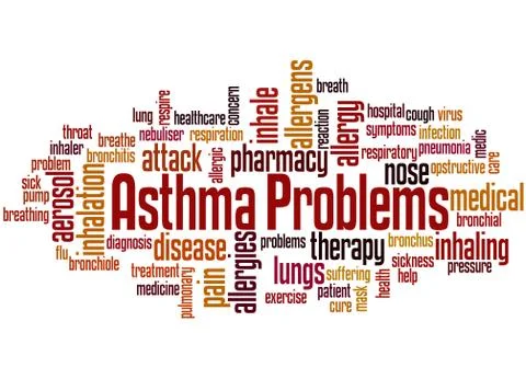 Asthma problems, word cloud concept Stock Illustration