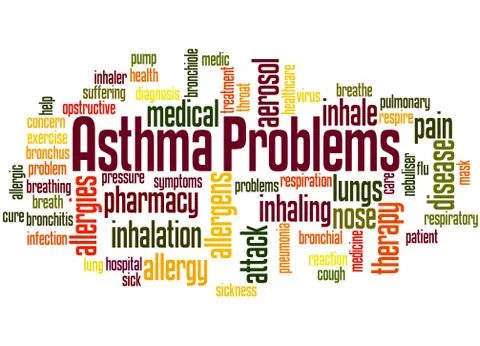 Asthma problems, word cloud concept Stock Illustration