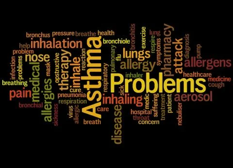 Asthma problems, word cloud concept Stock Illustration