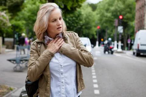 Asthma, senior Stock Photos