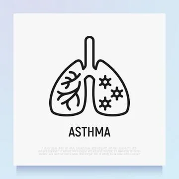 Asthma thin line icon. Inflammatory in lungs. Modern vector illustration Stock Illustration