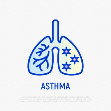 Asthma thin line icon. Inflammatory in lungs. Modern vector illustration Stock Illustration