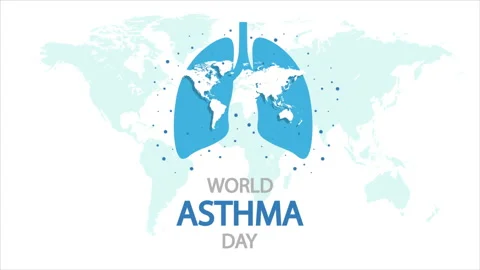 Asthma World Day lungs map Stock Footage 334336882