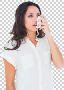 Asthmatic brunette using her inhaler Stock Photos