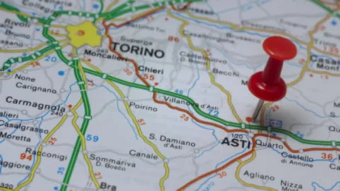 ASTI on a map Stock Footage 176971593