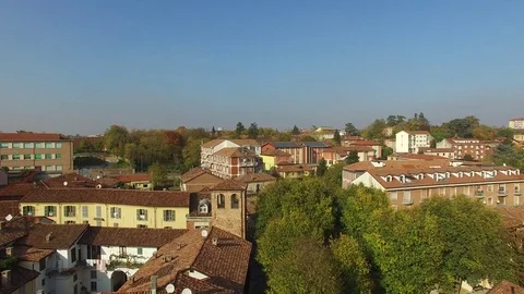 ASTI the old town and its towers , city aerial film Piemonte Italy Stock Footage 81874299